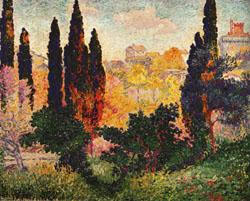 Henri Edmond Cross Cypress Trees at Cagnes France oil painting art